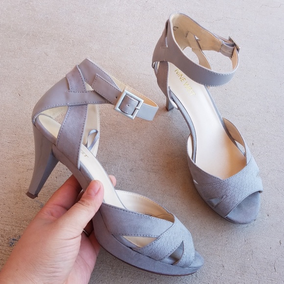 grey small heel shoes